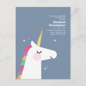 Modern Schattige Rainbow Unicorn Verjaardagsfeest Uitnodiging Briefkaart (Voorkant)