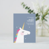 Modern Schattige Rainbow Unicorn Verjaardagsfeest Uitnodiging Briefkaart (Staand voorkant)