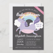 Modern Schattige Rainbow Unicorn Virtual Baby show Kaart (Voorkant)