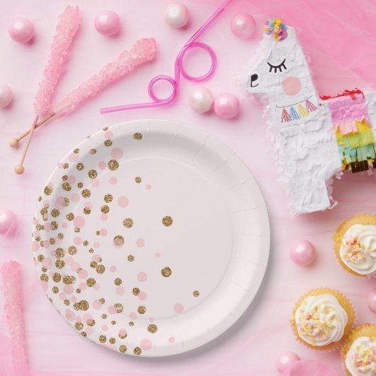 Modern Schattige Roze Gouden Glitter Verjaardagsfe Papieren Bordje (Feest)