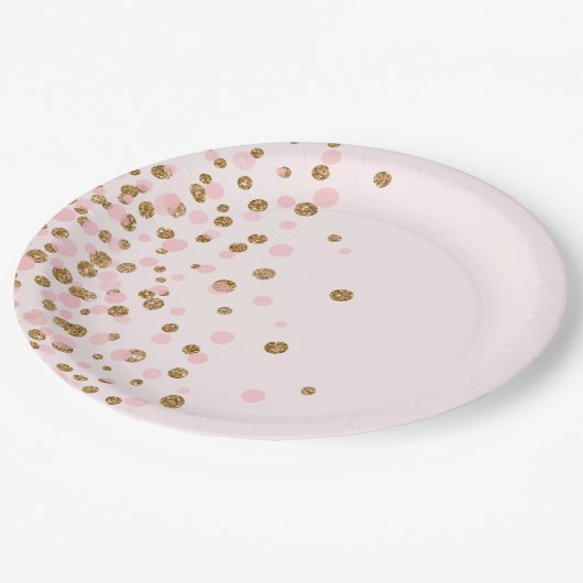 Modern Schattige Roze Gouden Glitter Verjaardagsfe Papieren Bordje (Gekanteld)