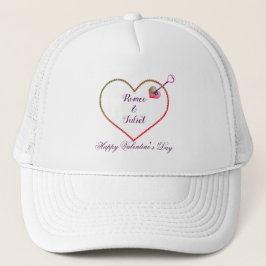 Modern Schattige Roze Rode Hart Liefde Valentijnsd Trucker Pet