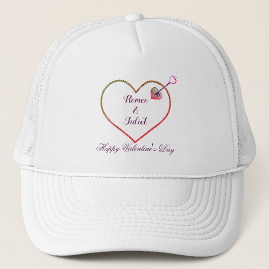 Modern Schattige Roze Rode Hart Liefde Valentijnsd Trucker Pet (Voorkant)