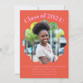Modern Schattige Roze Sinaasappel Graduation Party Kaart (Voorkant)
