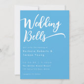 Modern Schattige Sky Blue Bells Script Wedding Kaart (Voorkant)
