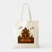 Modern Schattige spookhuis Spooky Halloween Tote Bag (Achterkant)