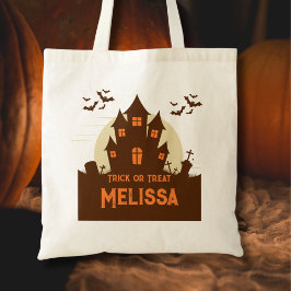 Modern Schattige spookhuis Spooky Halloween Tote Bag