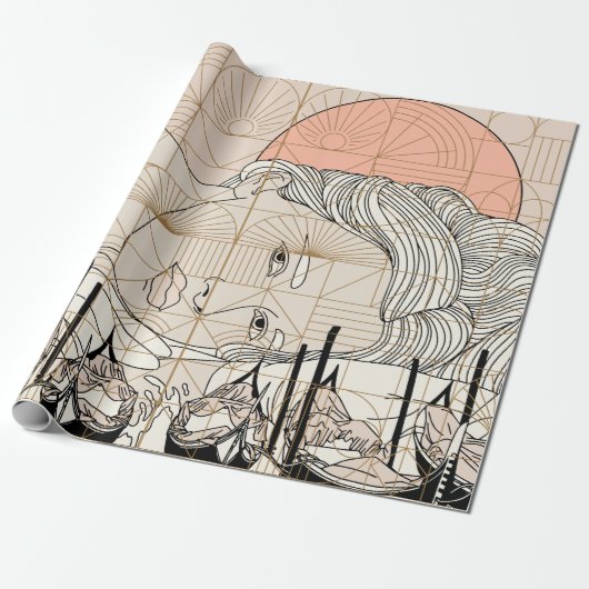 Modern, Schattige, stijlvol, geometrisch inpakpapi Cadeaupapier (Uitgerold)