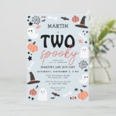 Modern Schattige Twee Spooky Halloween Jongen 2e V Kaart (Staand voorkant)