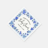 Modern Schattige Valentijn Blue Hearts Baby shower Servet (Hoek)