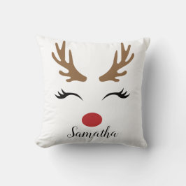 Modern Schattige vrolijk kerstrendiergezicht Kussen