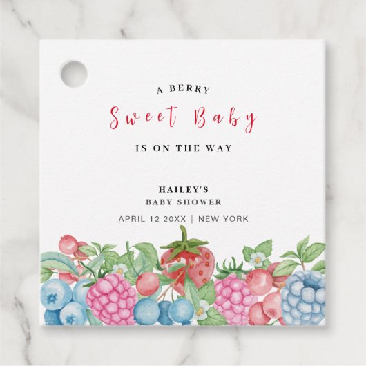 Modern Schattige Wild Berry Sweet Baby shower Bedankjes Labels (Voorkant)