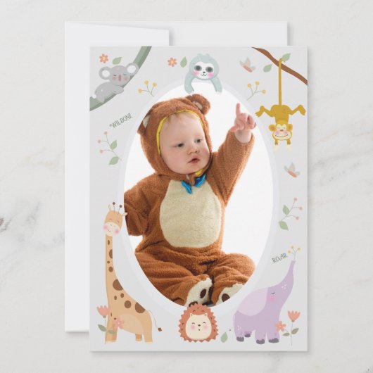 Modern Schattige Wild One Safari Animals Verjaarda Kaart (Achterkant)