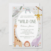Modern Schattige Wild One Safari Animals Verjaarda