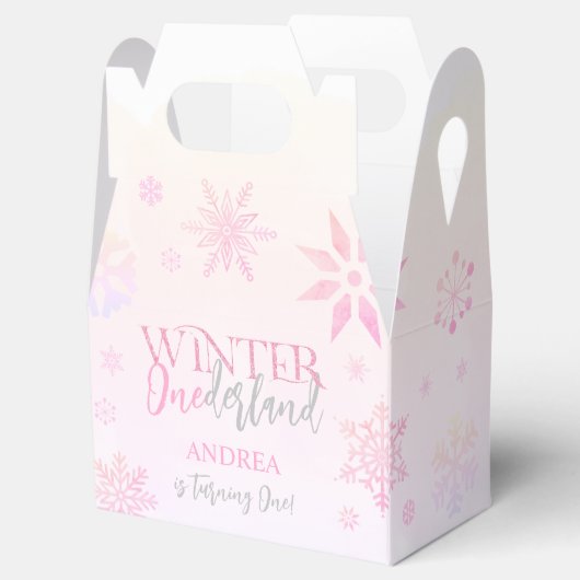 Modern Schattige Winter ONEderland Roze Eerste Ver Bedankdoosjes (Geopend)