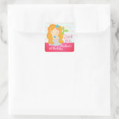 Modern Schattige Zeemeermin Roze Verjaardagsfeestj Vierkante Sticker (Tas)