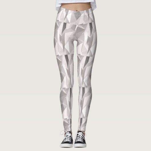 Modern Schattige zilvergrijs geometrisch patroon U Leggings (Voorkant)