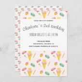 Modern Schattige Zomer Snoep Party Waterverf Patro Aankondiging (Voorkant / Achterkant)