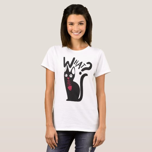 Modern Schattige Zwart Wit Rode Kat Mama Joke Cart T-shirt (Voorkant volledig)