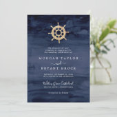 Modern Scheepvaart | Scheepsstuur Formele Trouwdag Kaart (Staand voorkant)