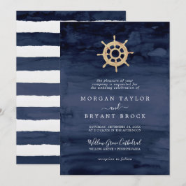Modern Scheepvaart | Scheepsstuur Formele Trouwdag Kaart