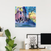 Modern schilderend stadscafé poster (Thuiskantoor)