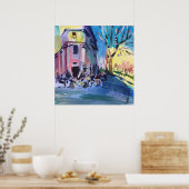 Modern schilderend stadscafé poster (Keuken)