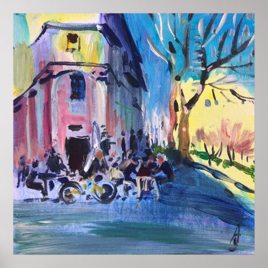 Modern schilderend stadscafé poster (Voorkant)