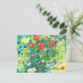 Modern schilderij, klaprozen onder de zon briefkaart (Staand voorkant)