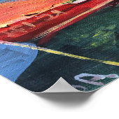 Modern schilderij rode boot in het zee poster (Hoek)