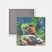 Modern schilderij zomerbloemen magneet (Voorkant / Achterkant)