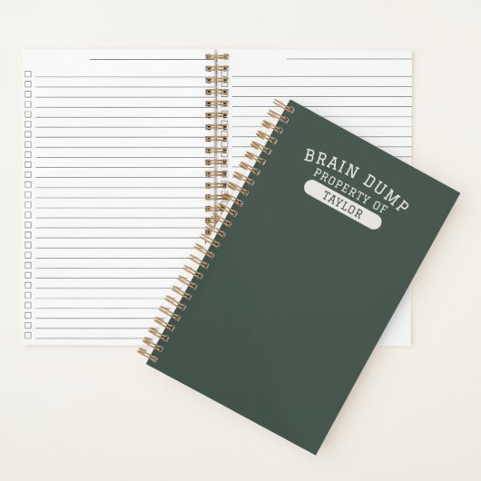 Modern School Brain Dump List Funny Green Notitieboek (Binnen)