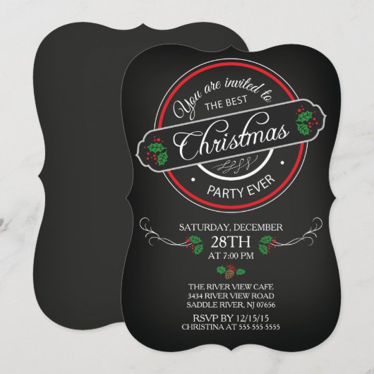 Modern schoolbord Best Christmas Party uitnodiging (Voorkant / Achterkant)