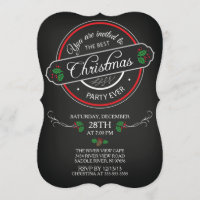Modern schoolbord Best Christmas Party uitnodiging