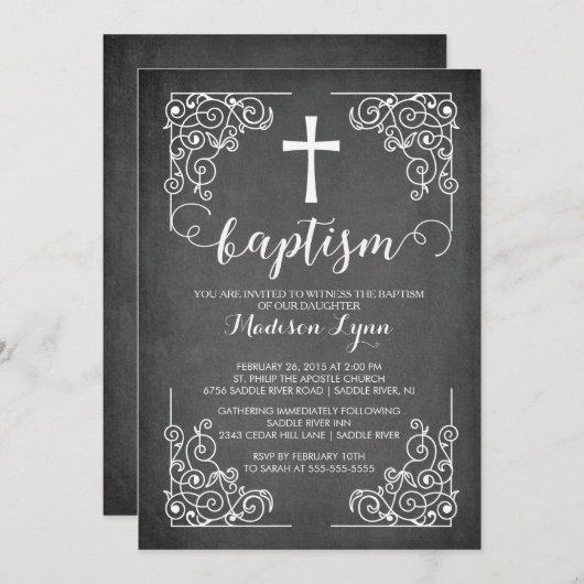 Modern schoolbord doopkruis doopkruis kaart (Voorkant / Achterkant)