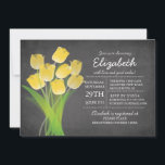 Modern schoolbord geel tulp Vrijgezellenfeest Kaart<br><div class="desc">Modern Chalkboard Yellow Tulip Bruids Douche uitnodiging met een populaire krijtbord achtergrond met een  boeket van mooie gele tulpen. Perfecte eigentijdse bruidsdoucheuitnodiging voor een vrijgezellenfeest in het voorjaar of de zomer.</div>