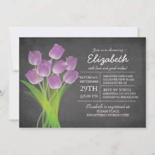 Modern schoolbord Paarse Tulp Vrijgezellenfeest Kaart
