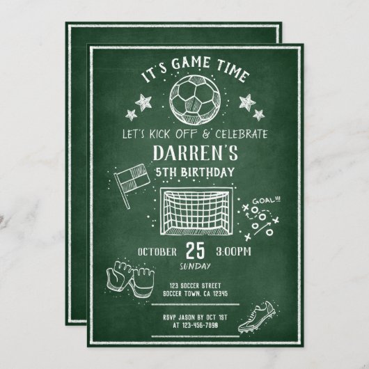 Modern schoolbord voetbal All Star Verjaardag Kaart (Voorkant / Achterkant)