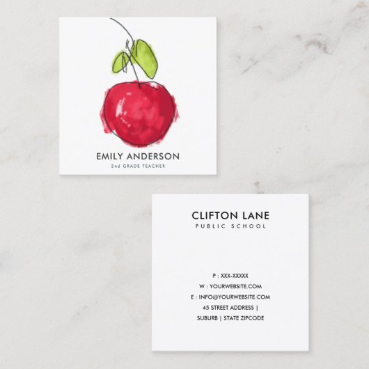 MODERN SCHOOLTEACHER OLIEPIJPAK MET DE TEKST APPAR VIERKANTE VISITEKAARTJE (Voorkant / Achterkant)