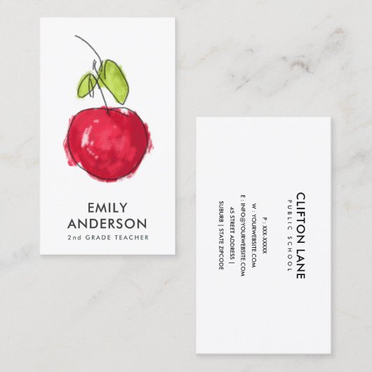 MODERN SCHOOLTEACHER OLIEPIJPAK MET DE TEKST APPAR VISITEKAARTJE (Voorkant / Achterkant)