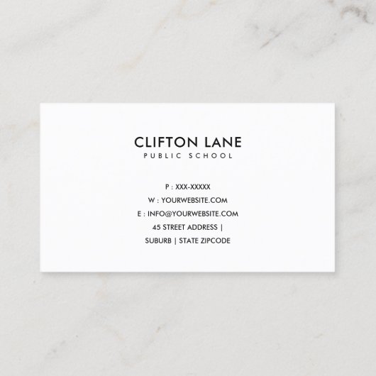 MODERN SCHOOLTEACHER OLIEPIJPAK MET DE TEKST APPAR VISITEKAARTJE (Achterkant)