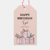 Modern schoon beige verpakt geschenkdoos Happy Bir Cadeaulabel (Achterkant)