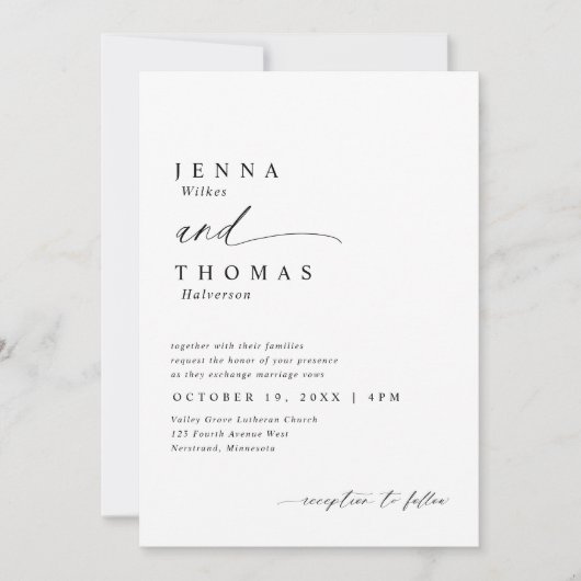 Modern schoon eenvoudig handschrift bruiloft kaart (Voorkant)