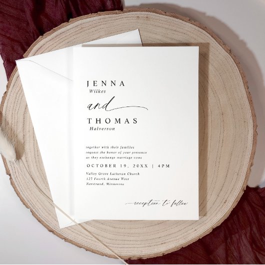 Modern schoon eenvoudig handschrift bruiloft kaart