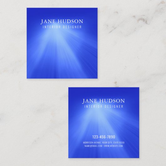 Modern schoon elegant ontwerp blauw licht luxe vierkante visitekaartje (Voorkant / Achterkant)