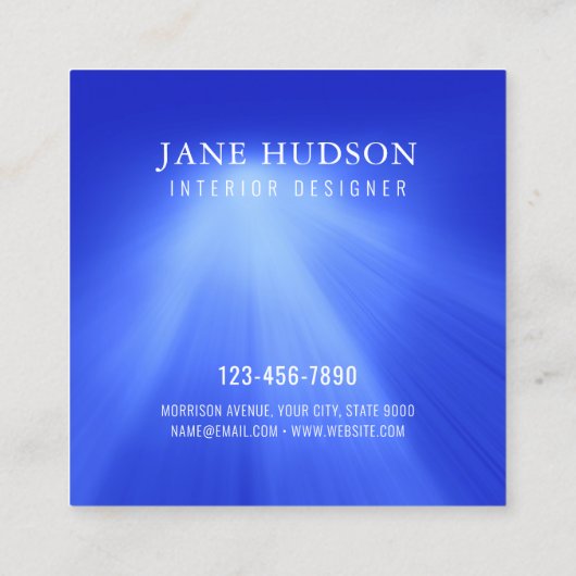 Modern schoon elegant ontwerp blauw licht luxe vierkante visitekaartje (Achterkant)