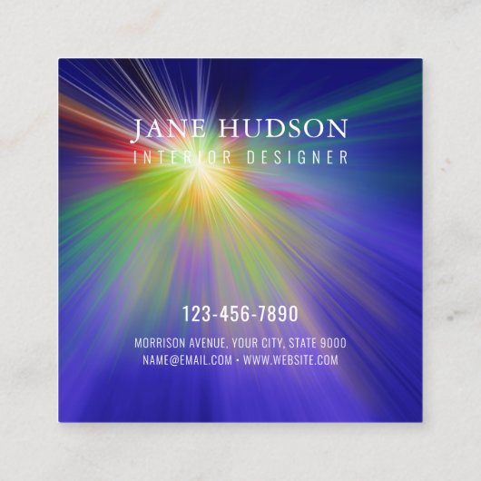 Modern Schoon Elegant Ontwerp Kleurrijk Licht Vierkante Visitekaartje (Achterkant)