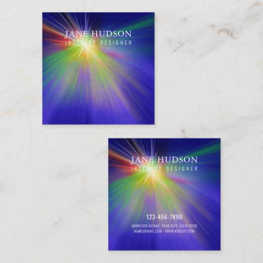 Modern schoon elegant ontwerp kleurrijk licht vierkante visitekaartje (Voorkant / Achterkant)