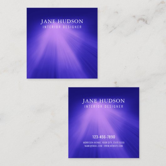 Modern Schoon Elegant Ontwerp Roze Licht op Blauw Vierkante Visitekaartje (Voorkant / Achterkant)