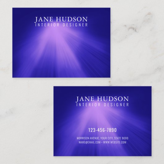 Modern Schoon Elegant Ontwerp Roze Licht op Blauw Visitekaartje (Voorkant / Achterkant)